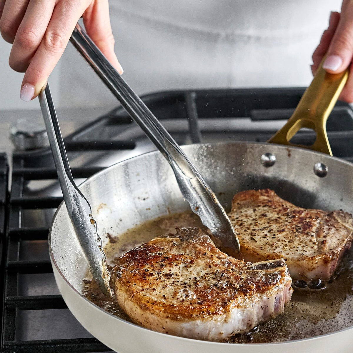 Reserve Pro Uncoated Stainless Steel 12-Piece Cookware Set | Cream