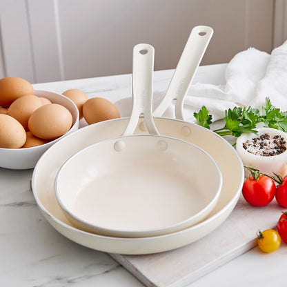 Nova Gallery Ceramic Nonstick 8" and 10" Frypan Set | Cream