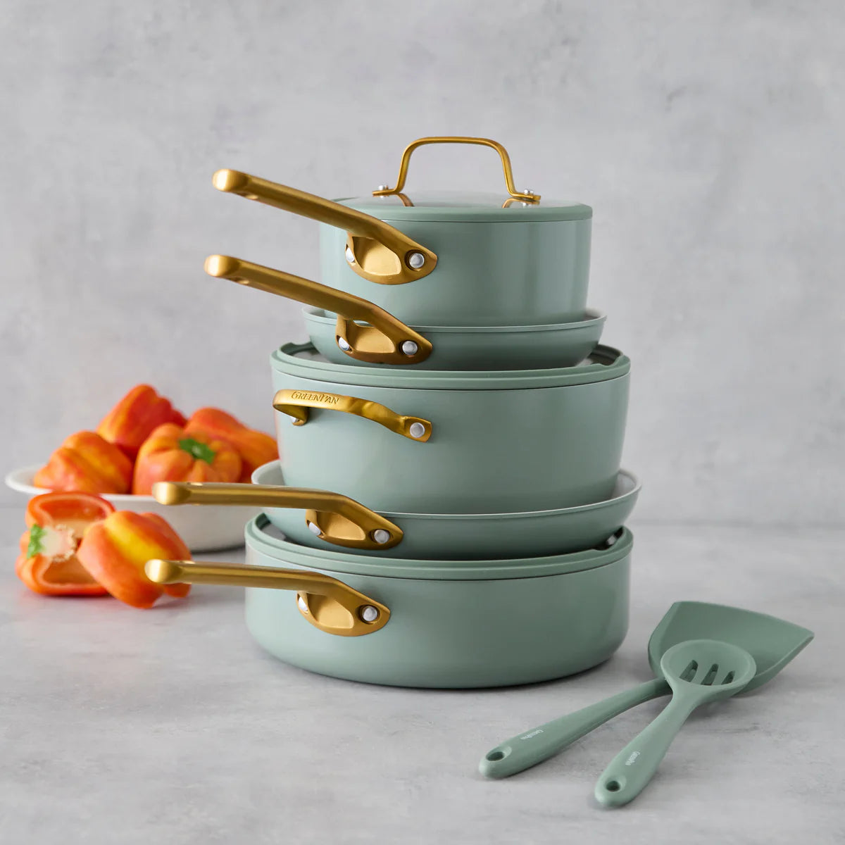 Reserve Pro Ceramic Nonstick 11-Piece Cookware Set | Moss