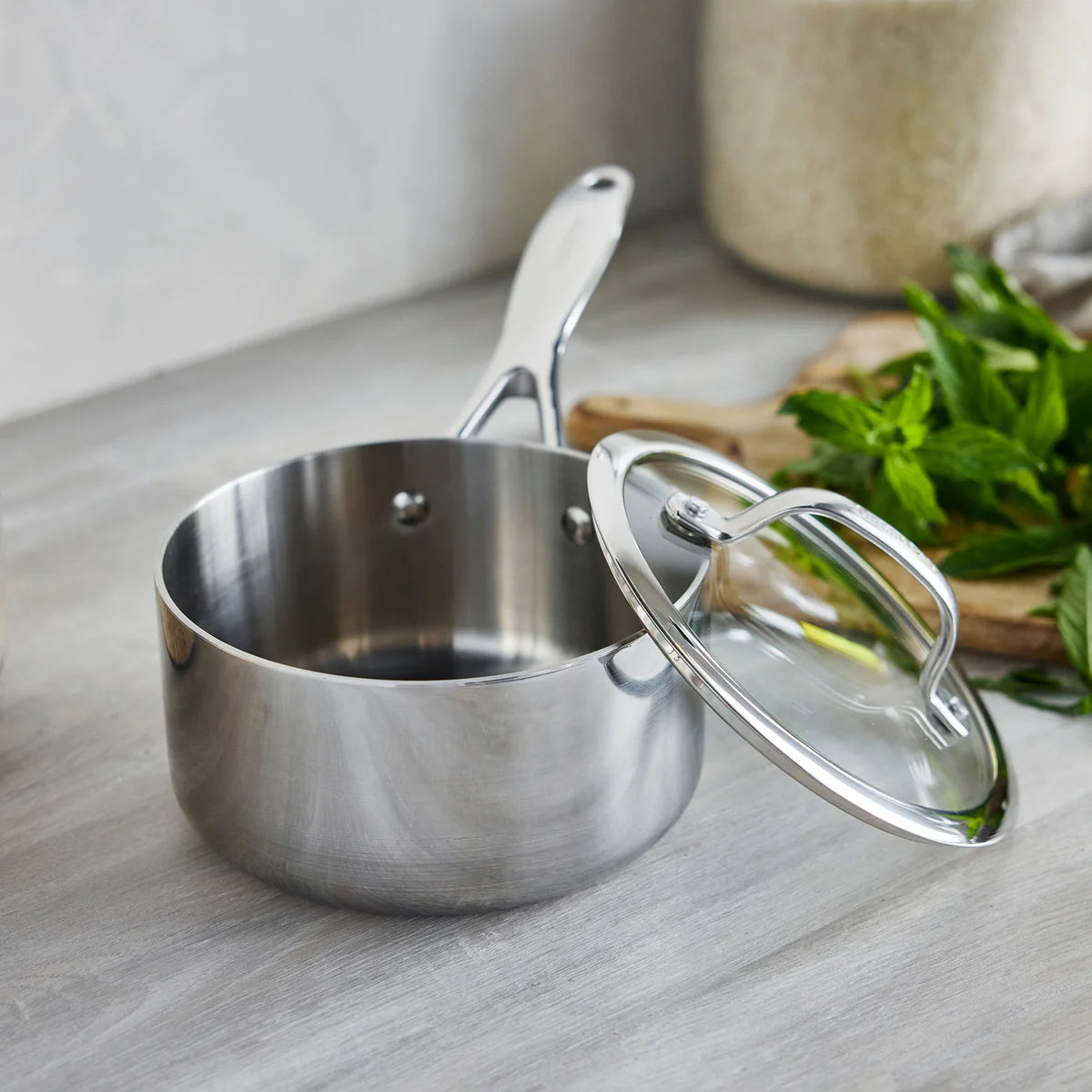 Valencia Pro Stainless Steel Uncoated 1.6-Quart Saucepan with Lid