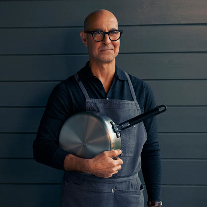 Stanley Tucci™ Stainless Steel Ceramic Nonstick 8" & 10" Frypan Set | Black Handles