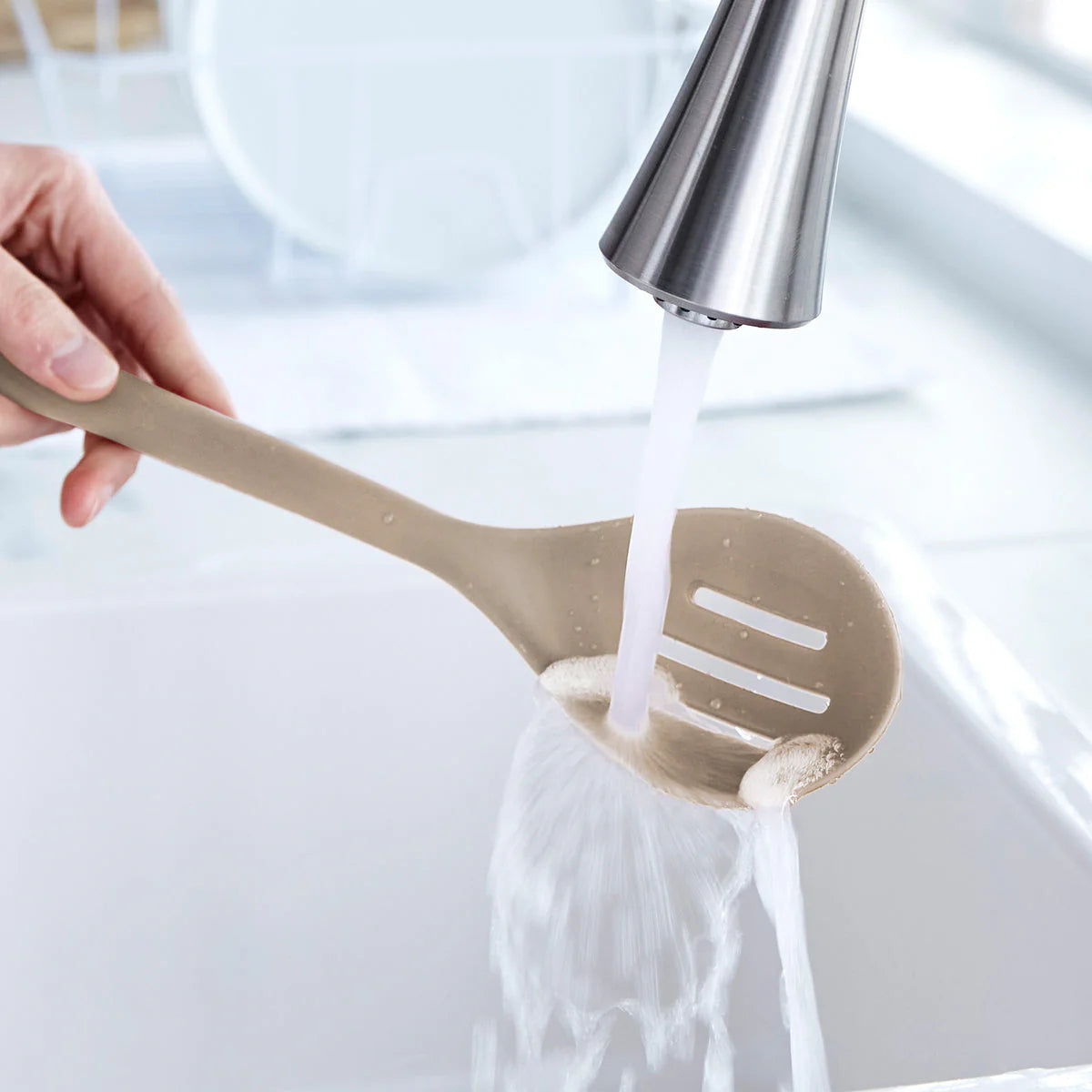 Platinum Silicone Slotted Spoon | Taupe