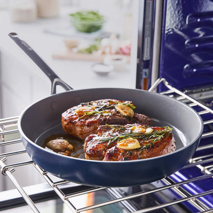 GP5 Colors Ceramic Nonstick 9.5" and 11" Frypan Set with Mirror Handles | Oxford Blue