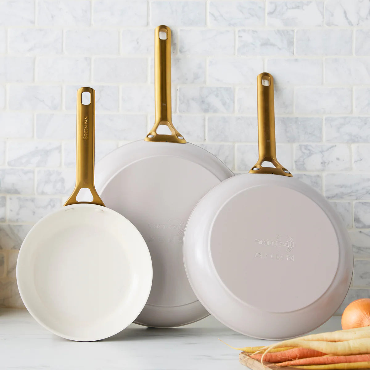Reserve Pro Ceramic Nonstick 8", 10" and 12" Frypan Set | Oyster